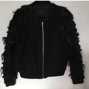 Zara Feather Bomber Blogger Favorite NWOT BEAUTY